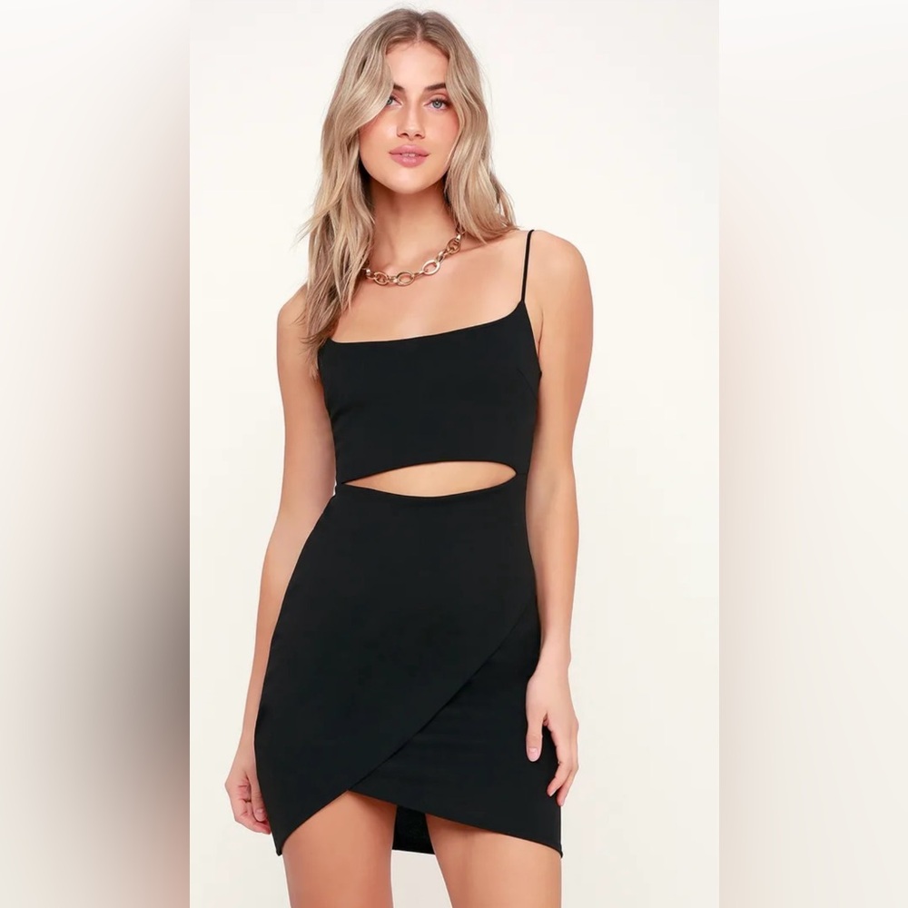 Lulus - NWT On The Town Black Cutout Bodycon Dress - Size Small